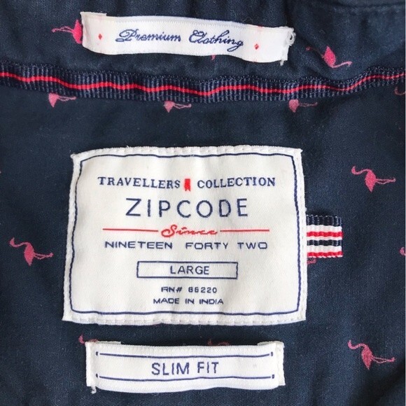 Zipcode Travellers Collection Slim Fit Flamingo All Over Print Shirt Mens Large - Picture 10 of 16